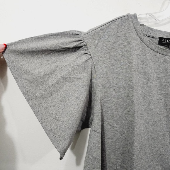 Eloquii Gray Tie Waist Flared Bell Sleeve Shirt Dress Womens Plus Size 14 16 1X - Picture 14 of 15